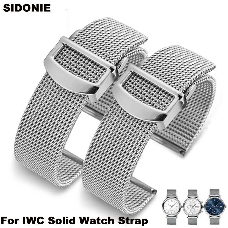 

High Quality Stainless Steel Woven Mesh Watchband 20mm 21mm 22mm Fit for IWC Le Petit Prince Mark 18 Portofino Solid Watch Strap