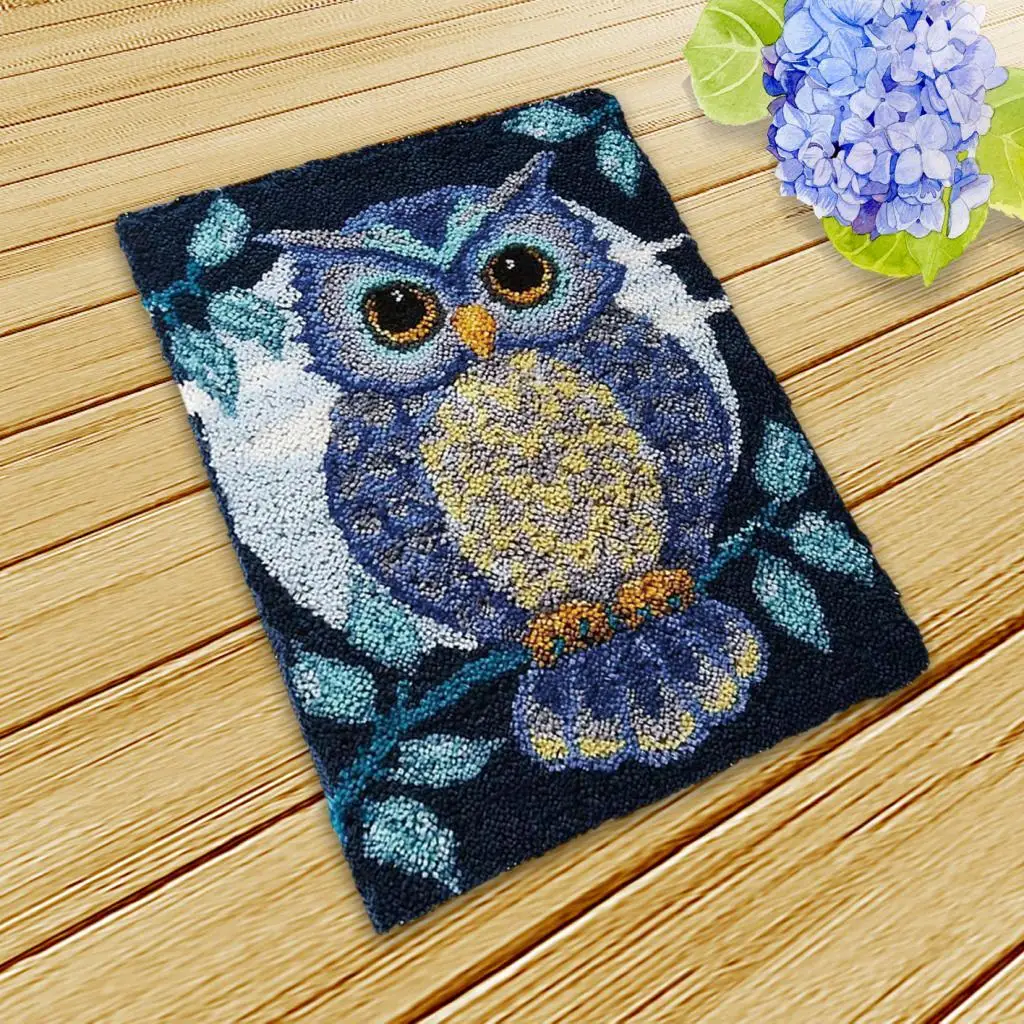 Owl Latch Hook carpet embroidery kit Floor Mat for Adults Creative Hand Craft Carpet Making Kit