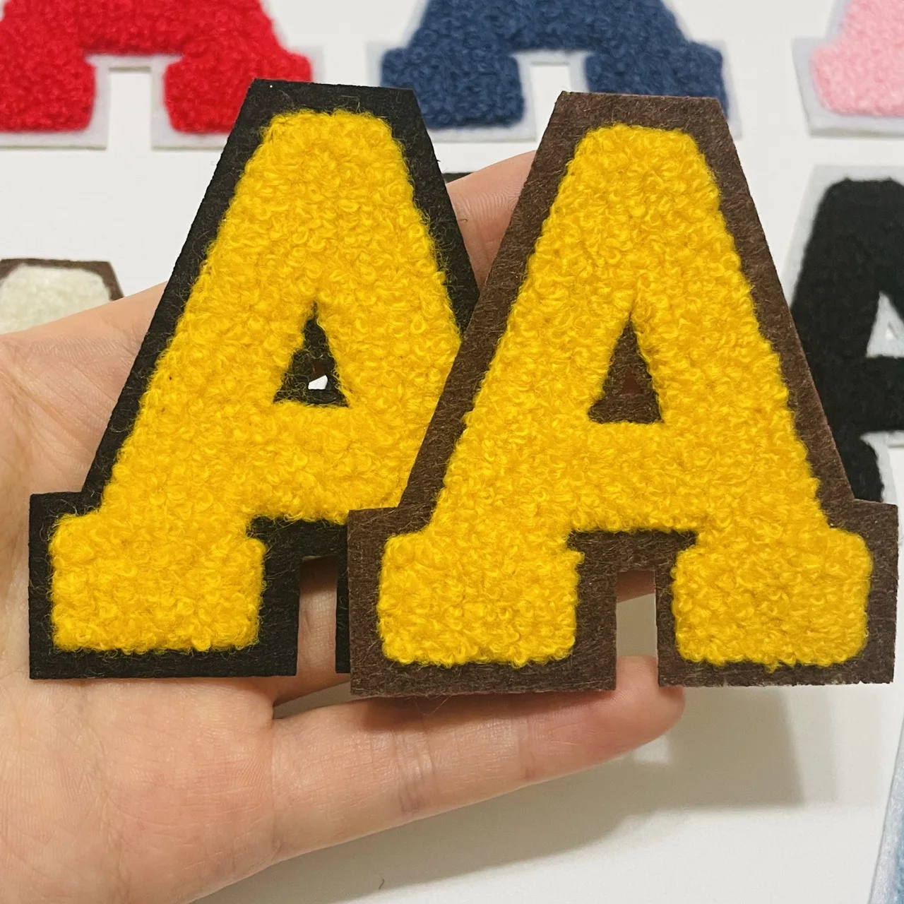 26pcs Yellow Chenille Letters A-Z Iron-on Patch, Letters Patch