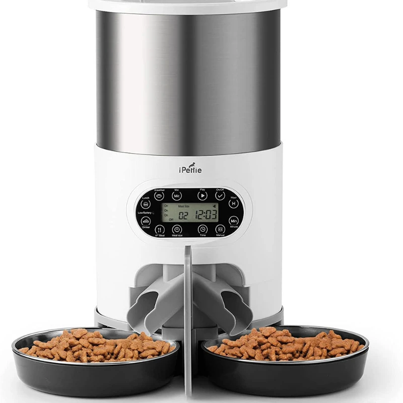 

4.5L Automatic Pet feeder with Two-Way Splitter and Double Bowls Pet Feeder Smart for Dogs Cats