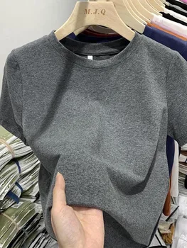 Women T Shirt Girls T-Shirt Woman Clothes Tops Cotton Tshirt Female Short Sleeve Spring Tee Sexy Y2k Top White 1