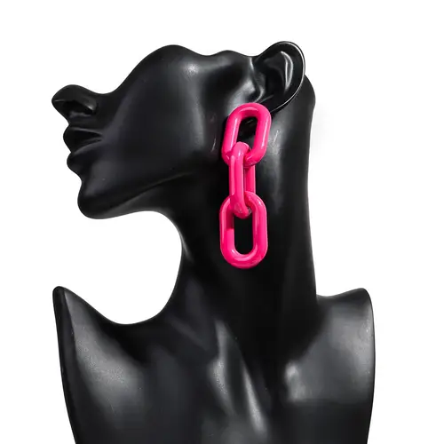 New 8pcs Colorful Circle Acrylic Hoop Earring for Women Korean Fashion Geometric Chain Drop Earrings Vintage Jewelry Sets Gifts - Image 6