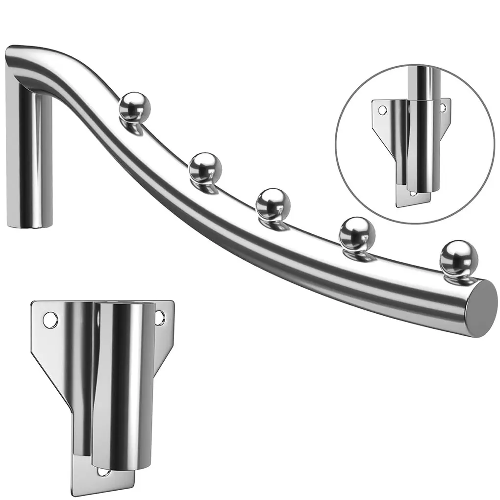 2pcs/set 180&deg;Foldable Wall Mounted Clothes Hanger Rack For Laundry Room Clothes Rail Wall Mounted