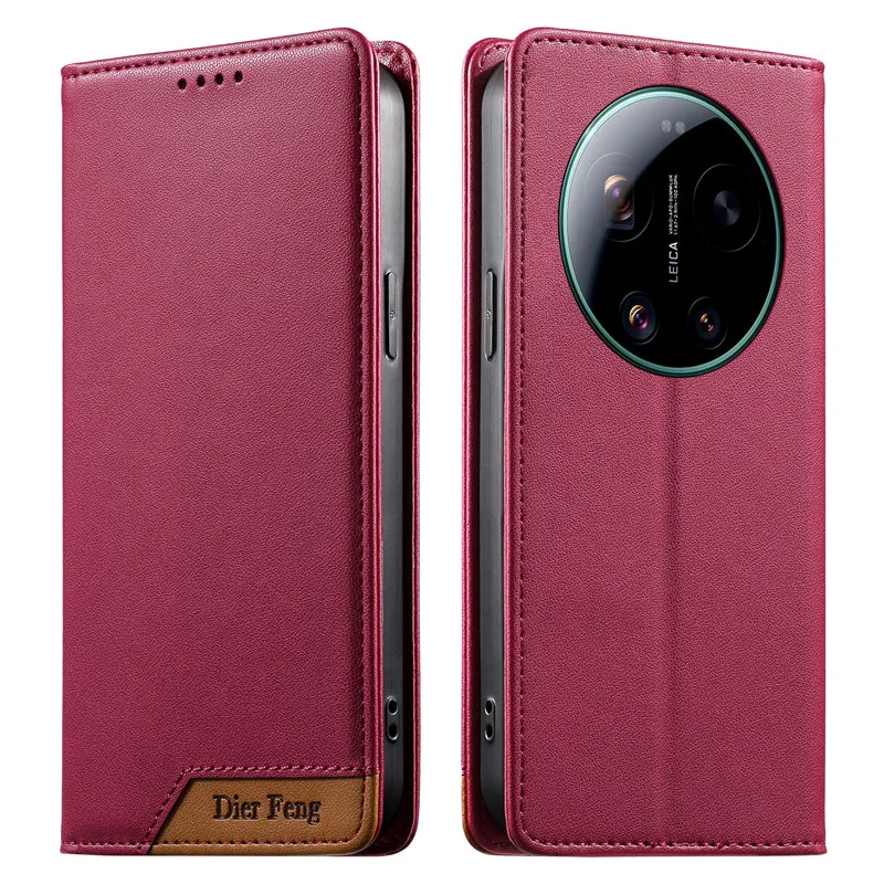 Leather Flip Phone Wallet Case with Magnetic Closure