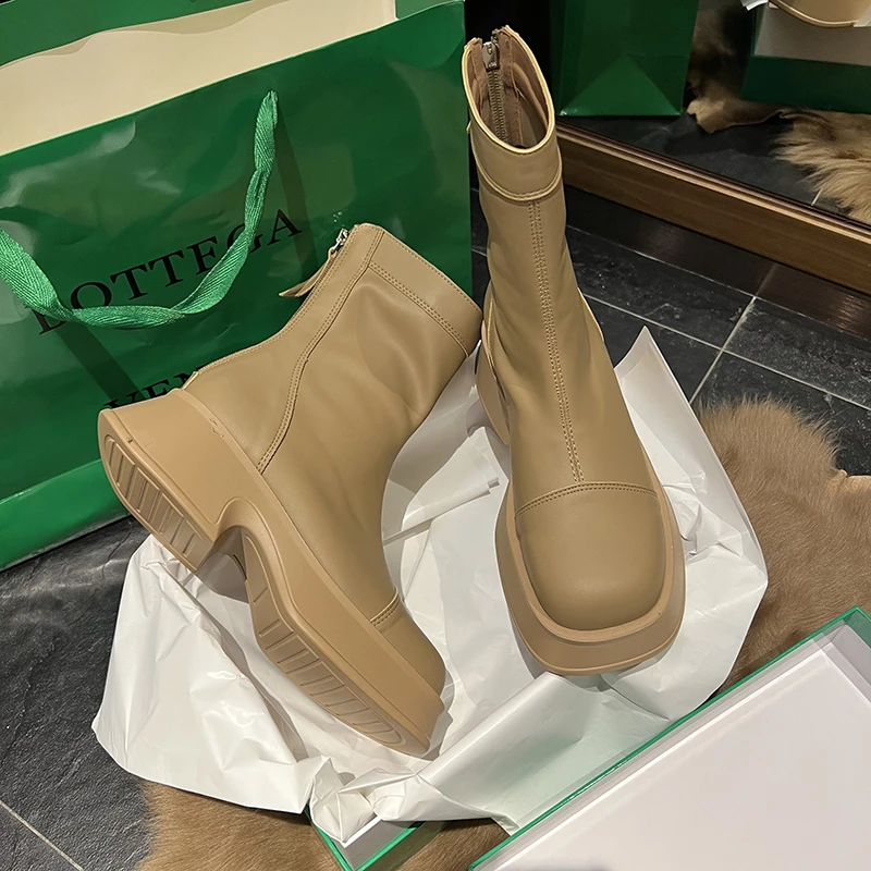 Princess Sweet Punk Shoes Leather Boots Muffins Thick Bottom Boots Casual and Fashion Shoes Big Head Shoes Women Shoes for Women