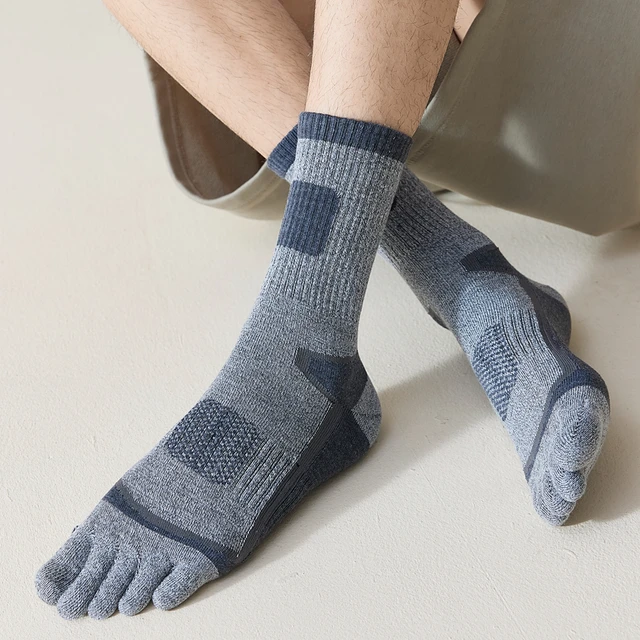 3 Pairs Fleece Toe Socks Men Autumn Winter Warm Five Finger Socks Man High Quality Cotton Sports Crew Socks Running 5