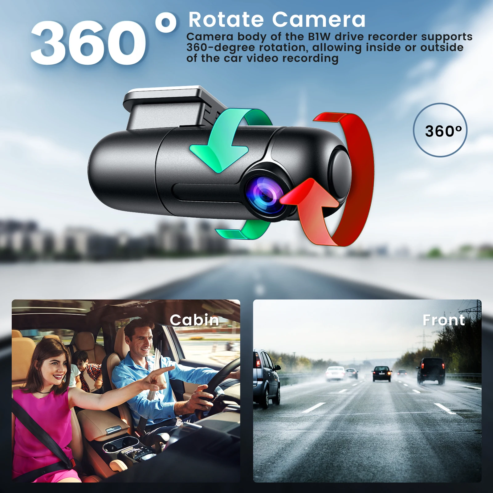 Blueskysea B1W Dash Camera Car Dvr Full HD 1080P Mini WiFi Dash Cam 360 Degree Rotate Parking Mode IMX323 Car Dashboard Recorder