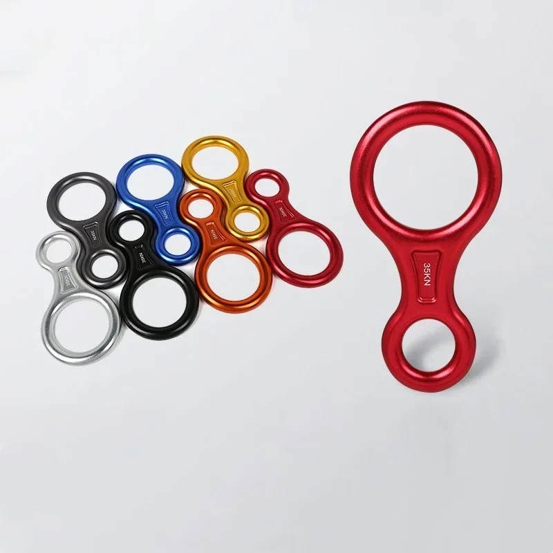 1Pcs Rock Climbing Carabine 8 Shape Rigging Descender Aluminum Figure Belay Device Abseiling 35kN Eight Ring Downhill Equipment