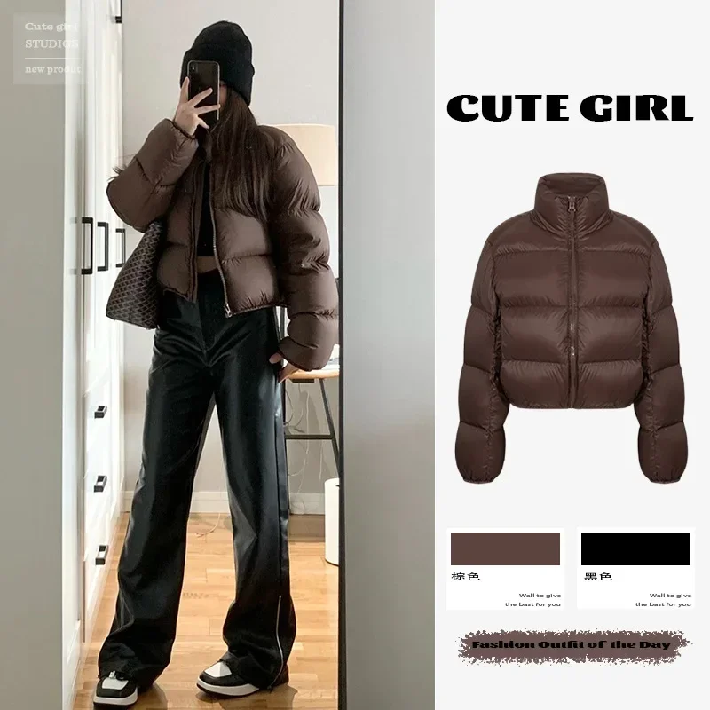 

Winter Down Padded Jacket Women's Short Small Jacket American Retro High-end Padded Coat Fashion Baseball Uniform Parka Top