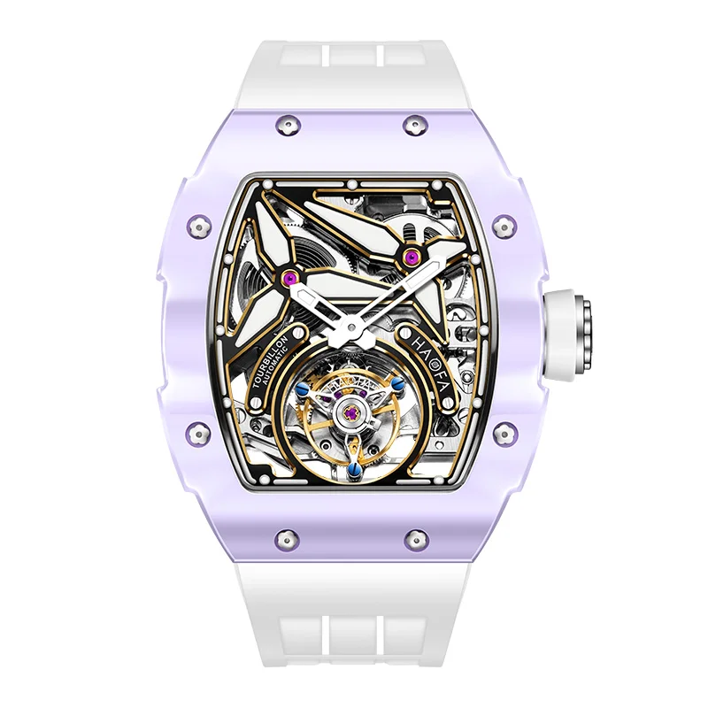 Haofa Tourbillon Movement Watch for Men Skeleton Ceramic Bezel