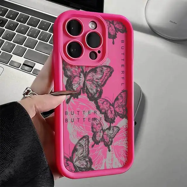 I MGAE IN AR Compact Case For IPhone 16 Pale Pink Butterfly Design,Cute Trendy Soft Slim TPU Shockproof Protective Phone Cases Cover For Women Girls Aesthetic Glitter - Foto 14