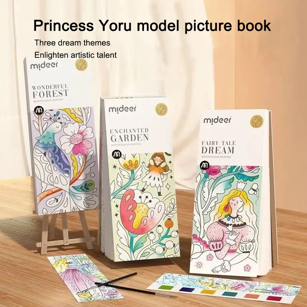 Mideer Coloring Books 20page Watercolor Paper Comes With Paint Portable