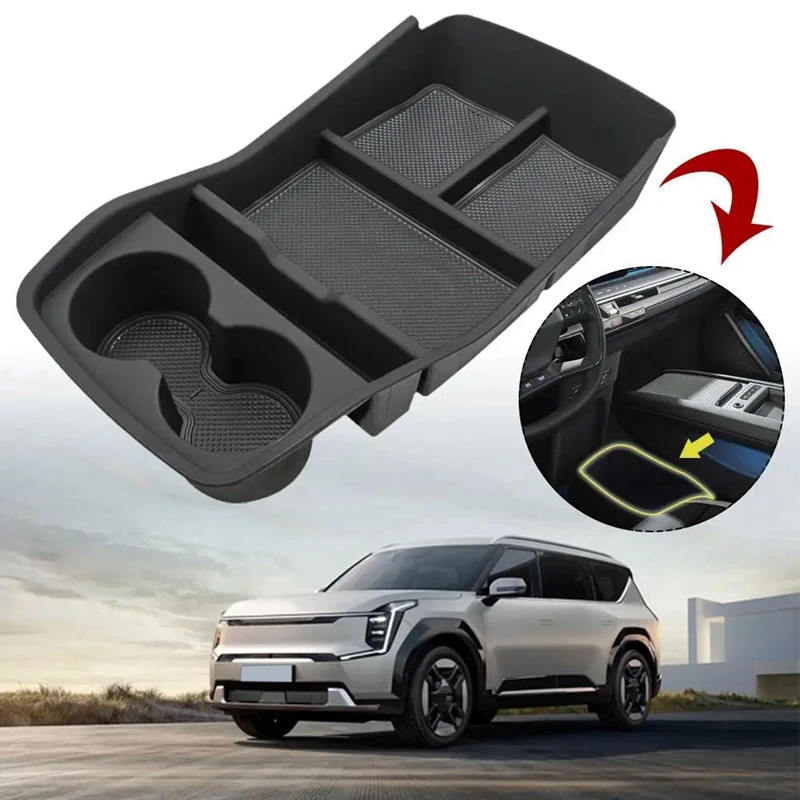 Car Accessories Container Center Storage Box Console Armrest Organizer Holder Phone Tray For Kia EV9