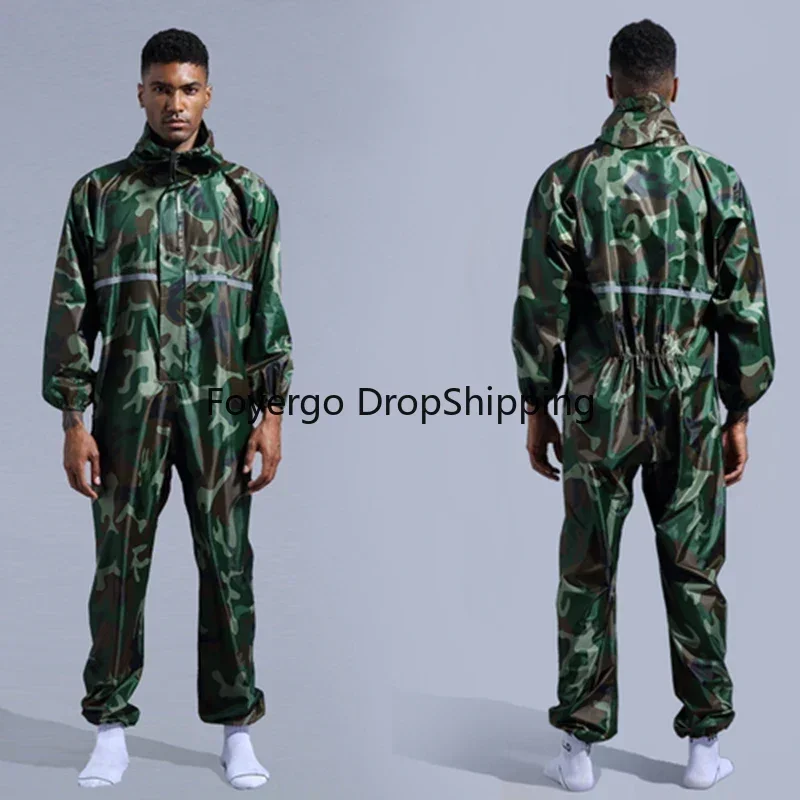 Conjoined Raincoat Coverall Hat Work Safety Clothing for Adult Biker Men raincoat poncho