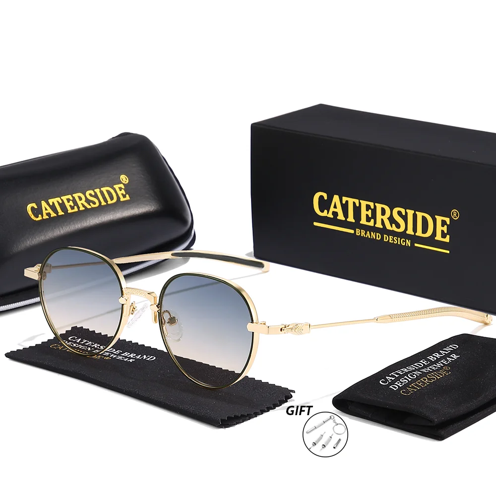CATERSIDE Optische Sonnenbrille für Herren, Premium-Metall, kleiner runder Rahmen, Korrektionsbrille für Damen, Outdoor-Lesebrille für Kurzsichtigkeit – Detail 7