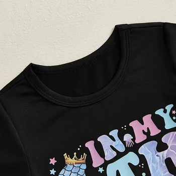 Girls Unicorn Birthday Outfits Rainbow Print Short Sleeve T-Shirt and Sparkly Tulle Skirt Set 2 Piece Clothes for Kids 1