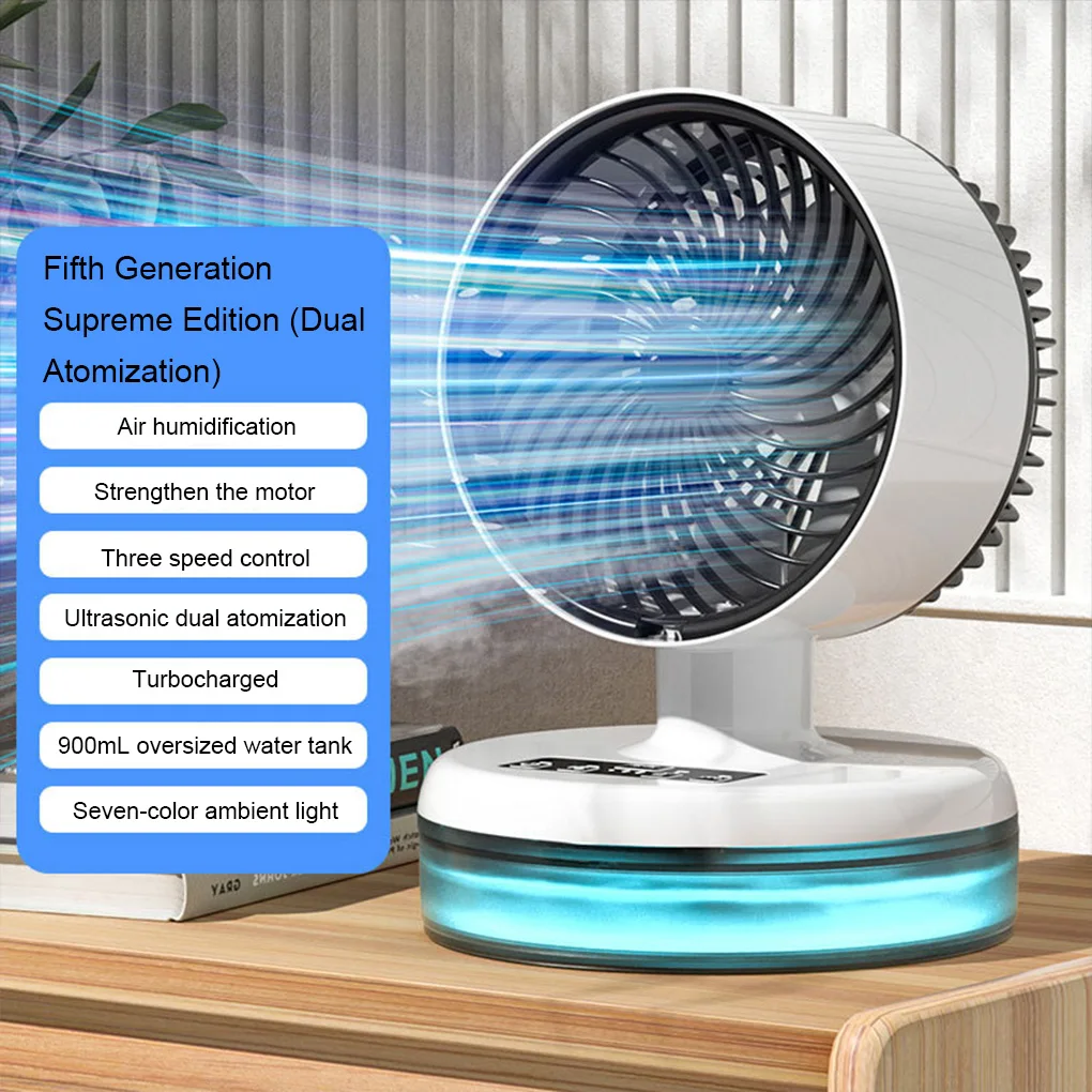 Spray cooling fan mini electric fan household desktop spray Ambient Lighting fan portable mobile mini humidification fan