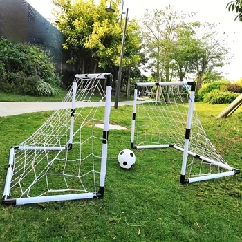 1 set Folding Soccer Goal Set PP Material Portable Indoor/Outdoor Football Net with Removable Training Equipment with Football 1