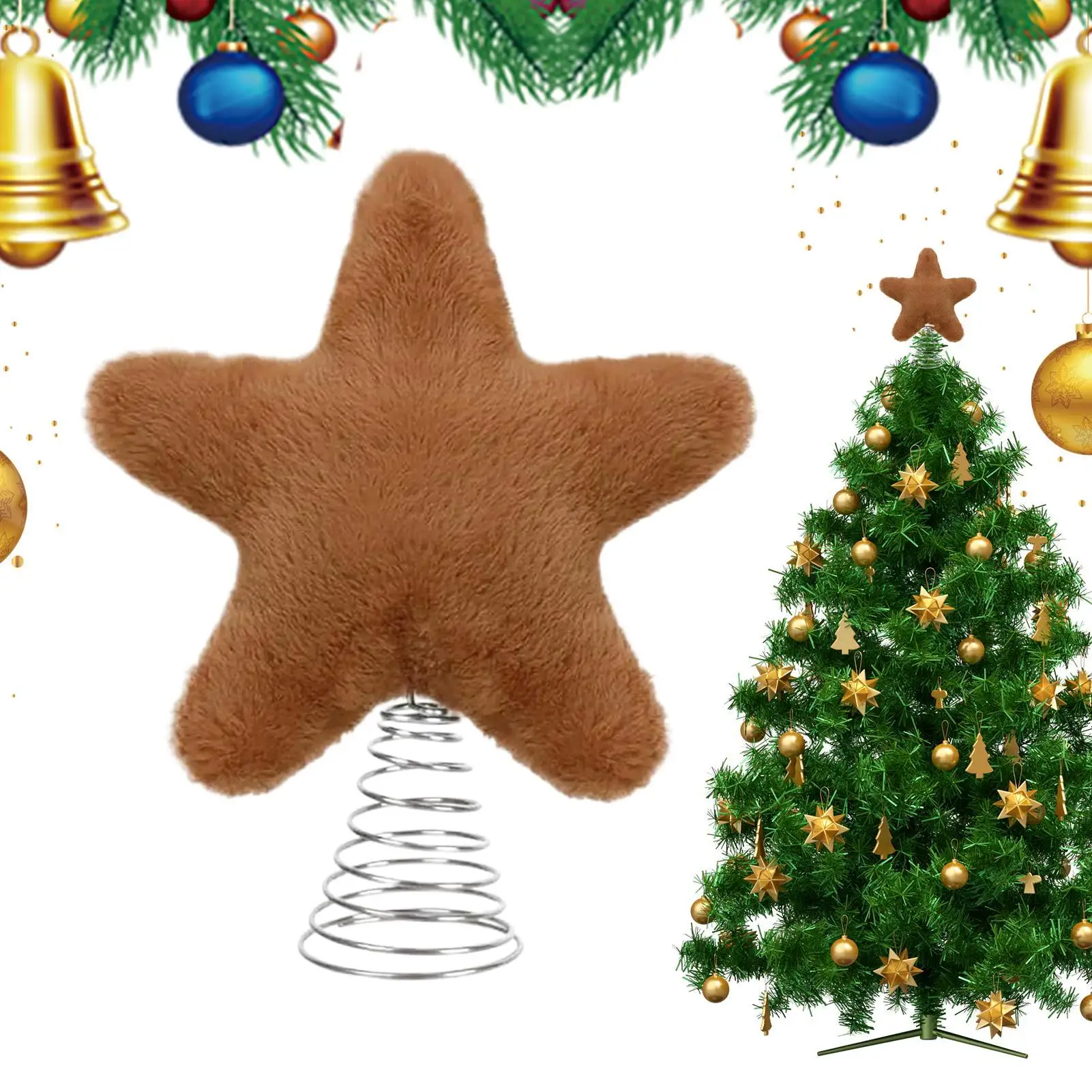 Christmas Tree Star Cute Plush Home Decor Star Topper for Xmas Tree Decoration for Mantel Shelf Desk Table Scene Layout Props