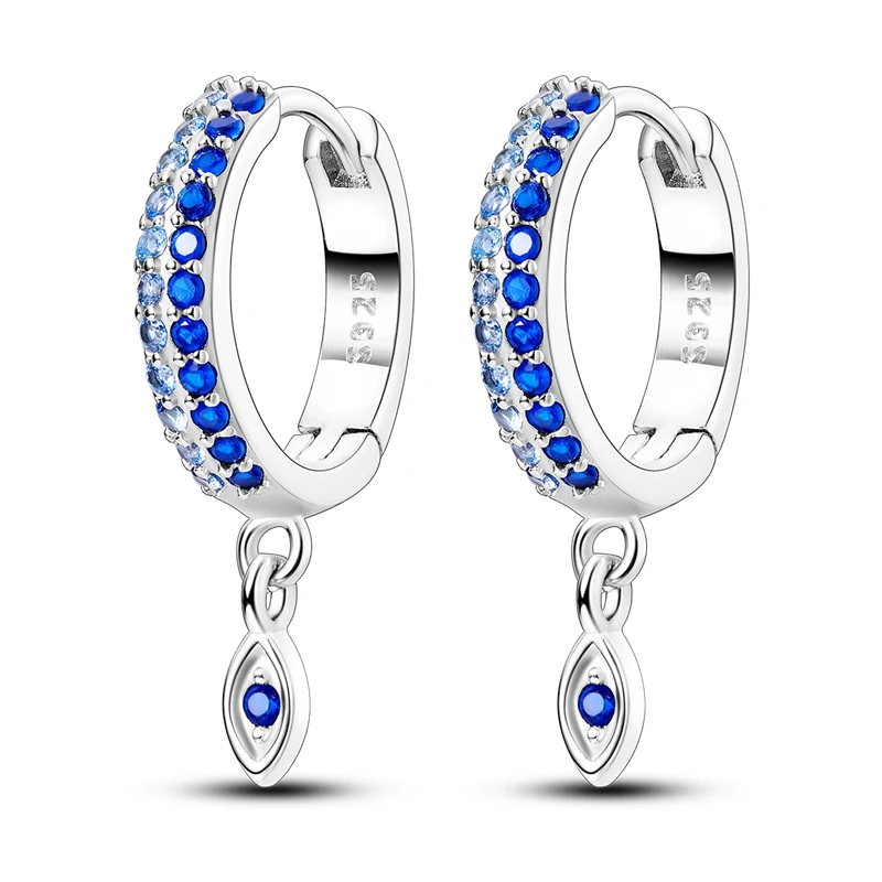 2022 Charm Double Hoop Earrings 925 Silver Sparkling Pave Stud Earring Gift For Women Engagement Jewelry Anniversary