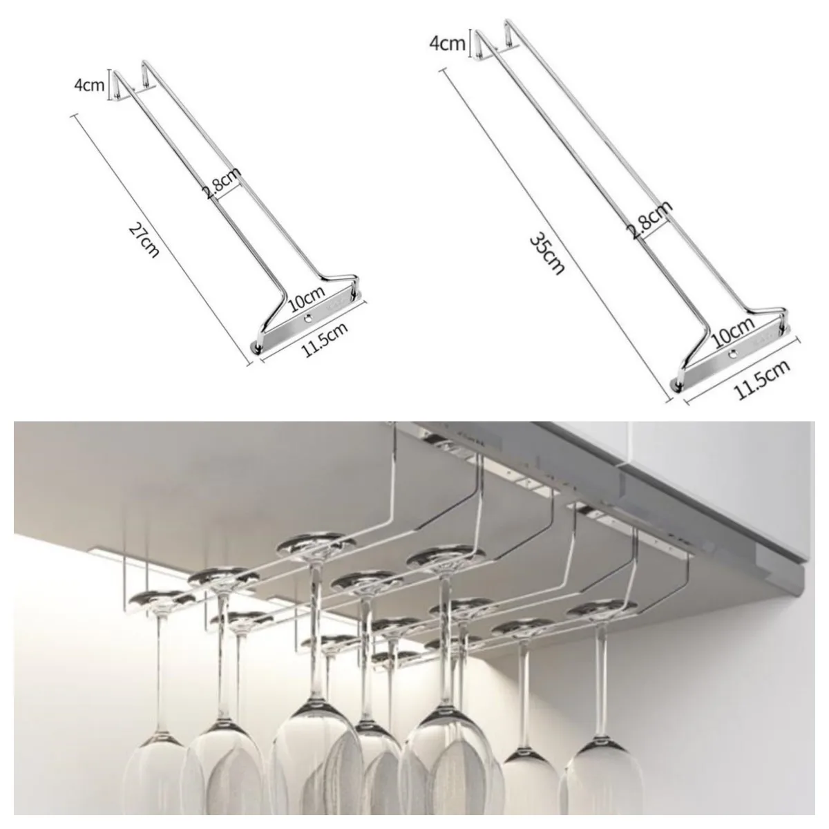 27 35cm Wine Glass Hanger Rack Stemware Glasses Home Bar Pub Holder Stainless Steel Kitchen Tools wine glass holder rack