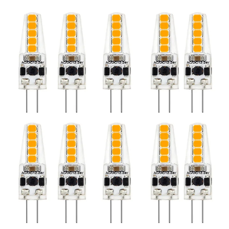 

New 10PCS G4 LED Bulb AC/DC12V-24V Dimming 2W LED G4 Light 20LED 360 Beam Angle Light Replace 20W Halogen Lamp