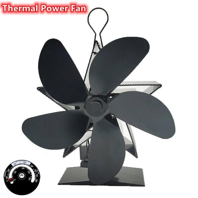 Black Fireplace Fan Thermal Fan 4/5 Blades Heat Powered Stove Fan Log Wood Burner Quiet Fan Home Efficient Heat Distribution