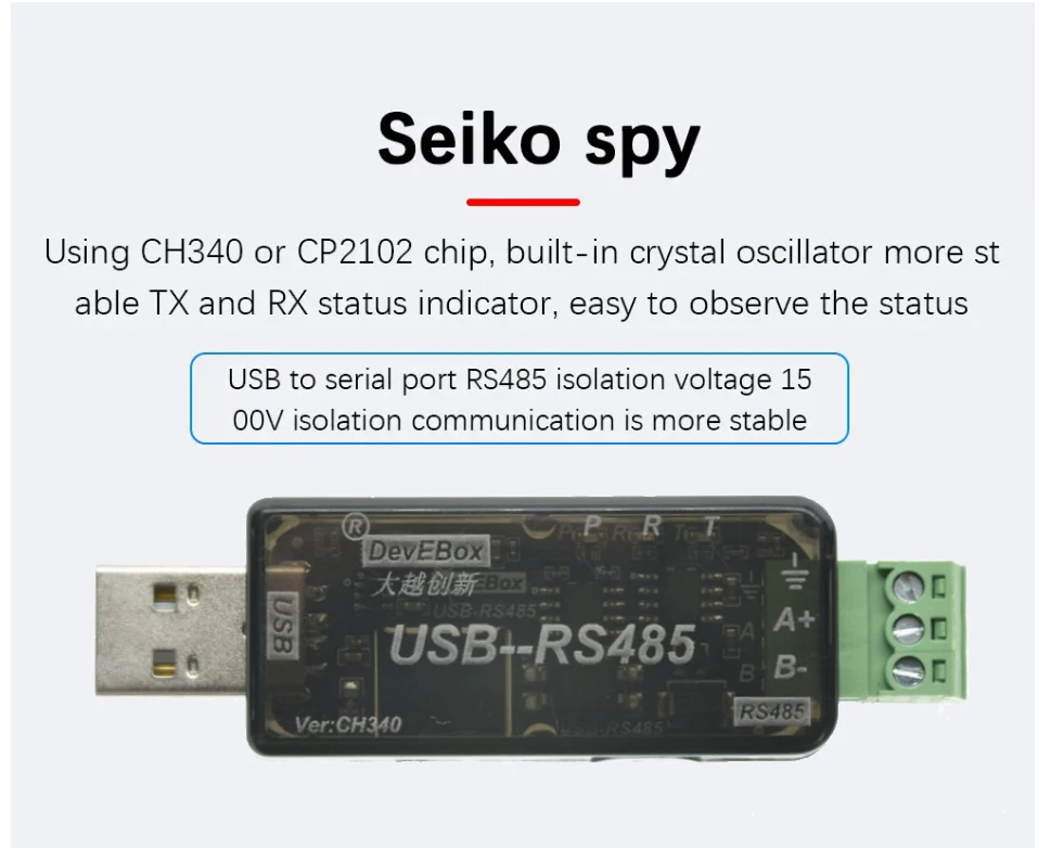 Isolierter USB-zu-RS485-Konverter in Industriequalität – serieller Port-Adapter mit CH340- und CP2102-Chipsatz – Detail 1