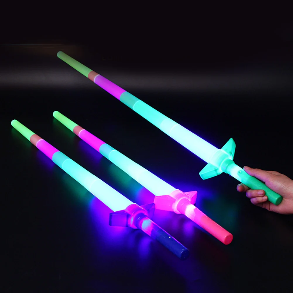 

1Pc Kids Rainbow Linght Sword Extendable Light Up Toys Flashing Wands Led Birthday Party Children Luminous Toys (Random Color)