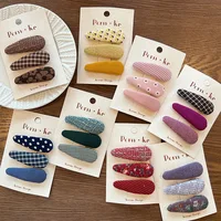 Baby Hair Clips for Girls Oval Snap Clips Embroidery Flower Hairpin Toddler Print Fabric Wrapped Korean Style Hairgrips Winter 1