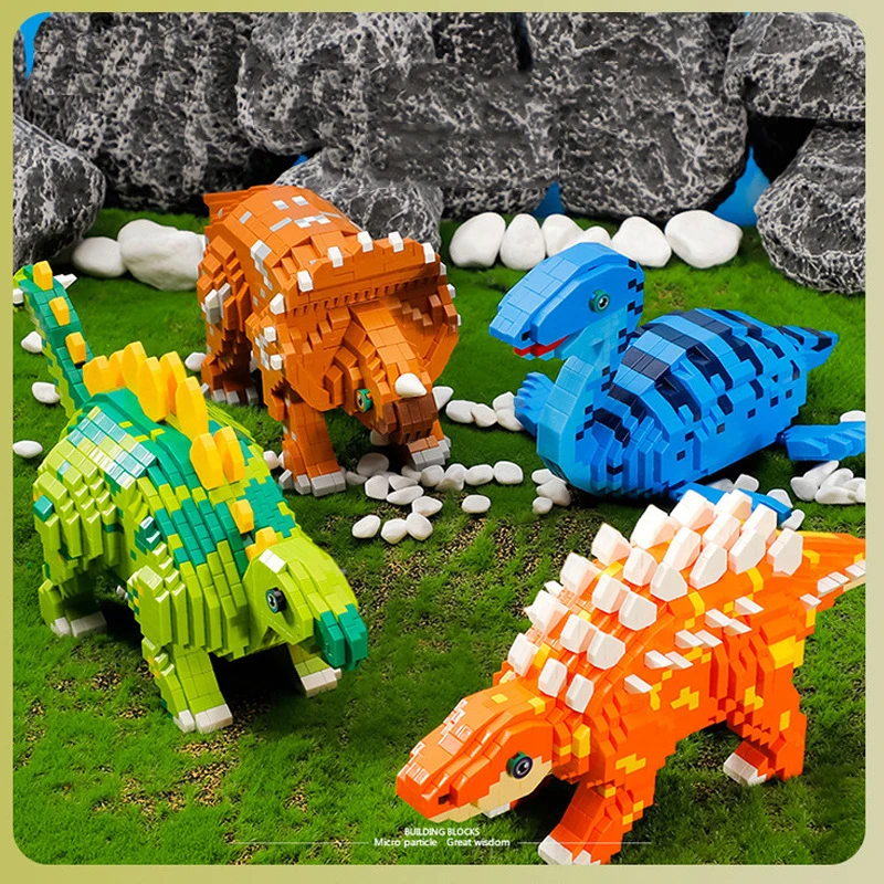 

Jurassic Dinosaur Carnotaurus Micro Building Block Triceratops Plesiosaur Tyrannosaurus 3D Model Mini Brick Toy For Christmas