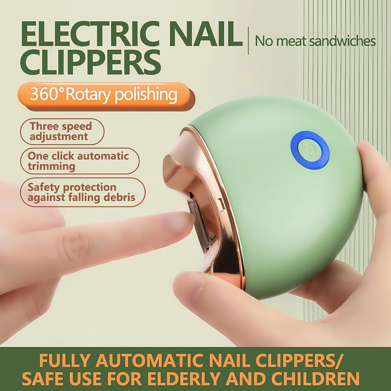 Electric nail trimmer, 2 in 1 polishing and ing nail trimmer, automatic polisher, easy care, essential care t