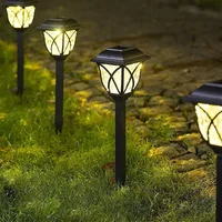 2 Pack LED Solar Lawn Lights Outdoor Waterproof Warm Light Model Garden Courtyard Walkway Villa Landscape Decorative Lights 2