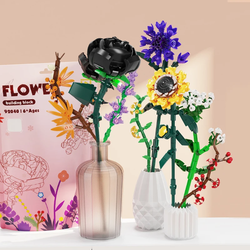 DIY 3D Flower Plant Building Blocks 1