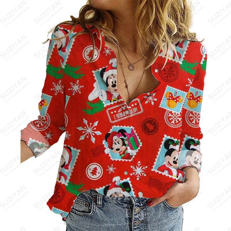 

Casual Woman Shirt Casual Streetwear Shirts Tops Disney Mickey Blous Long Sleeve Casual Shirt 2022 New Design