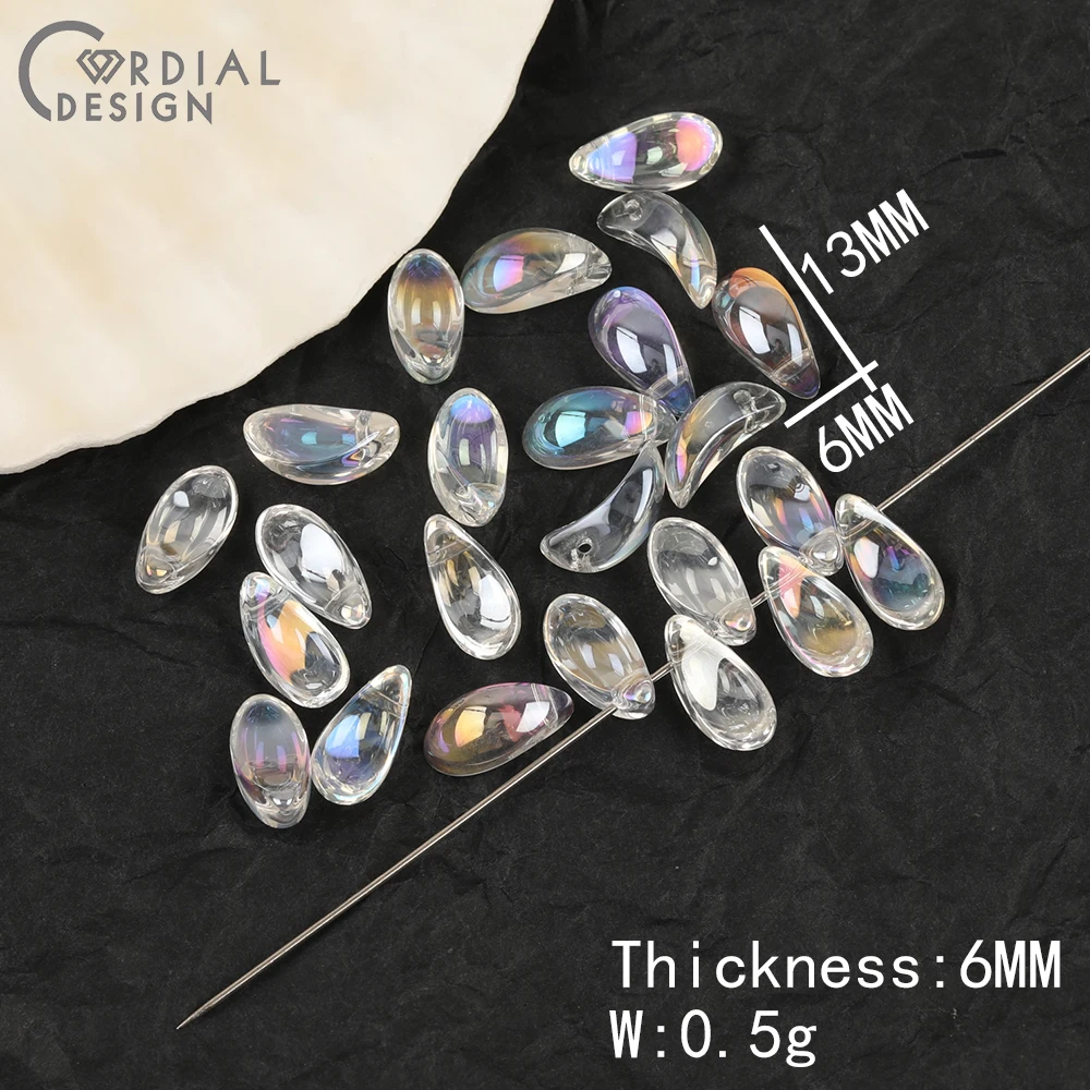 Cordial Design 6*13MM 400pcs Beads Making/Aurora Effect/DIY Glass Bead/Hand Made/Petal Shape/Jewelry Findings & Components - cordial