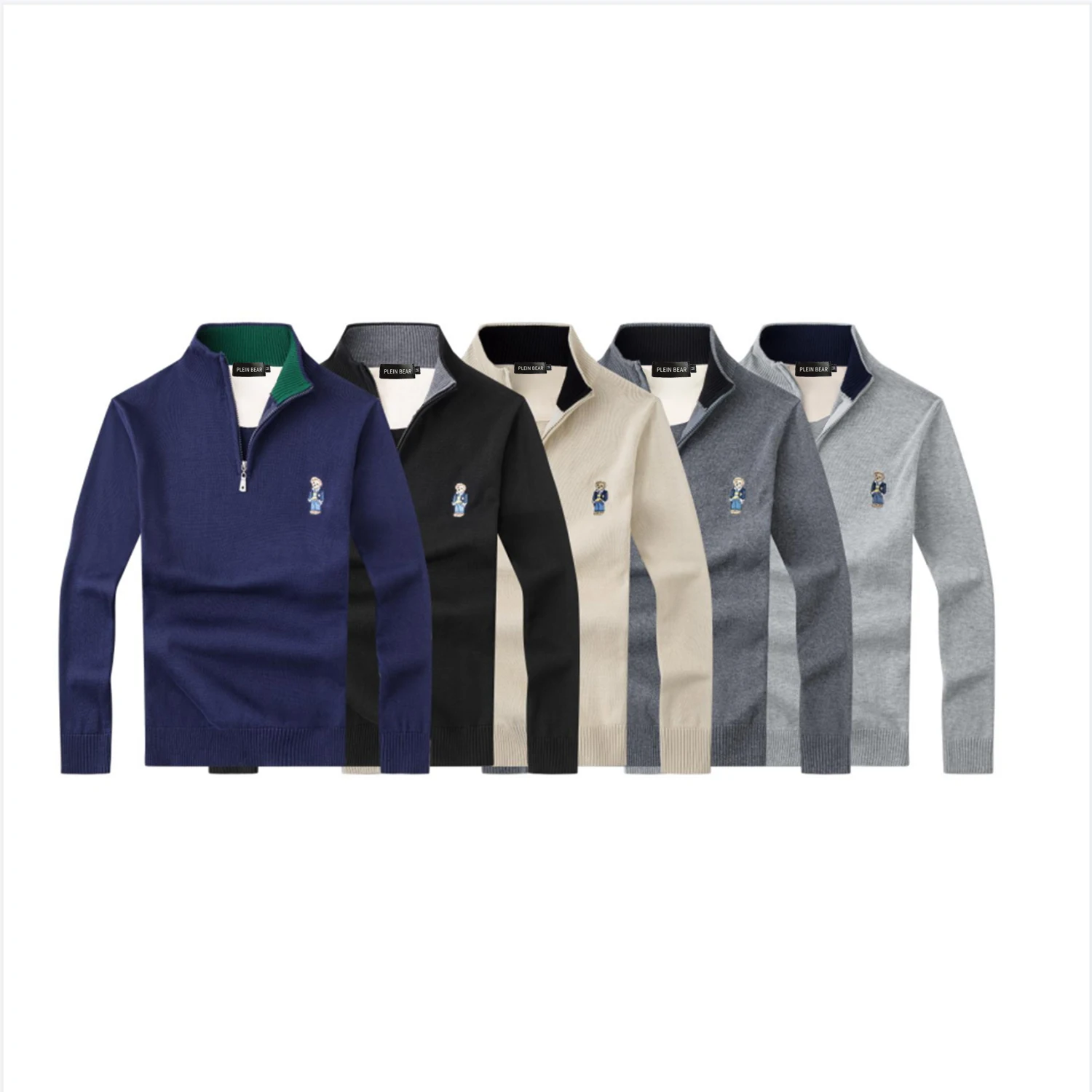 

Plein Bear Autumn Winter Mens Wool Masculina Embroidery Teddy Bear Pullover Fashion Popular Casual Pull Homme Men's Sweater 8128
