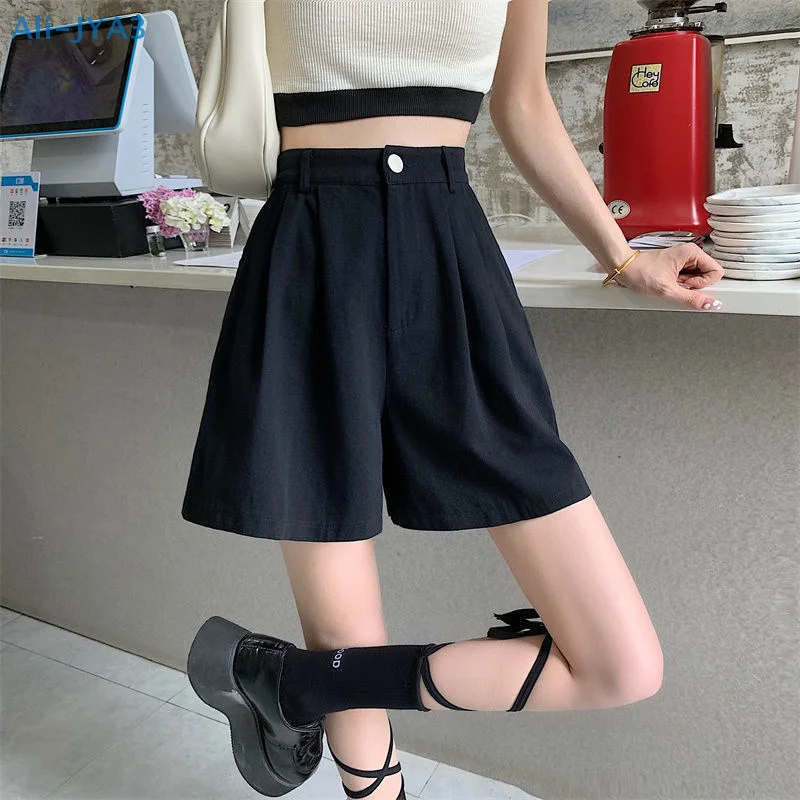 

Plus Size Shorts Wide Leg Chiffon Fabric Suit Shorts Women's Quarter Pants