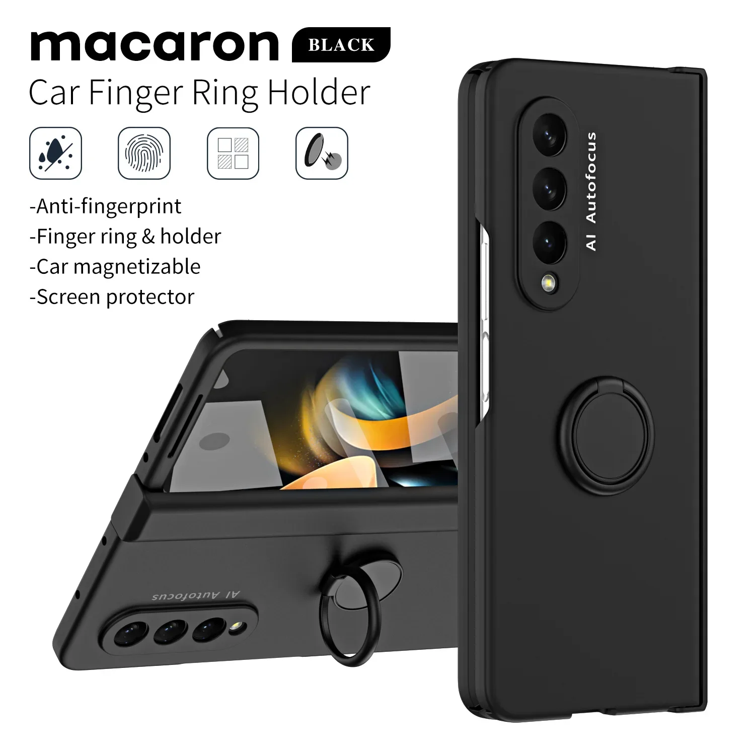 2024 Hot Macaron Case For Samsung Galaxy Z Fold 5 4 3 2 5G Case Magnet Bracket Housing Hinge Protective With Tempered Film Cover