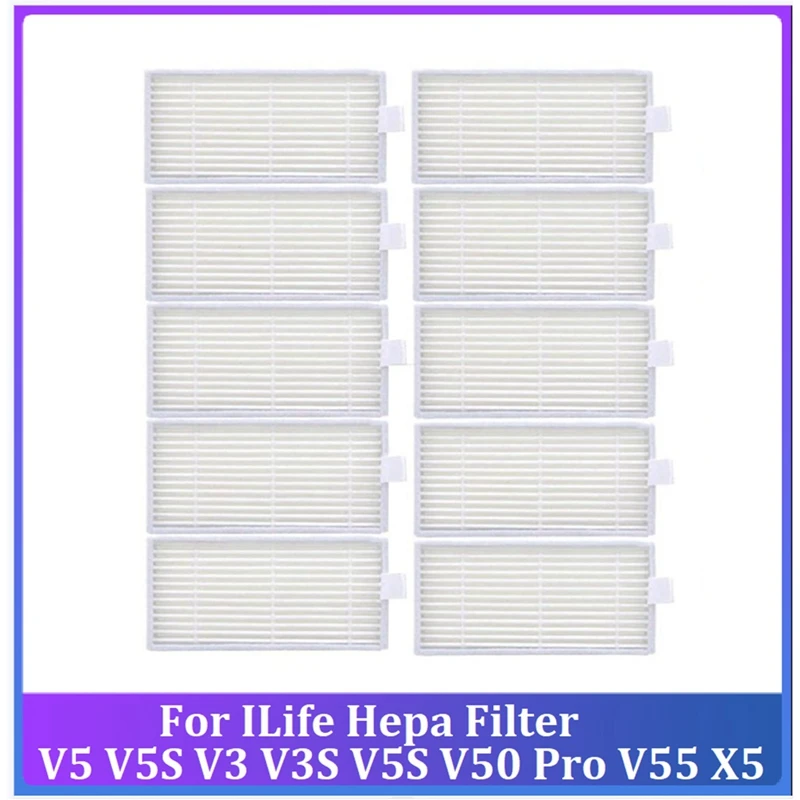 

10 шт., Hepa-фильтр для Ilife V5 V5S V3 V3S V5S V50 Pro V55 X5 Запчасти для робота-пылесоса