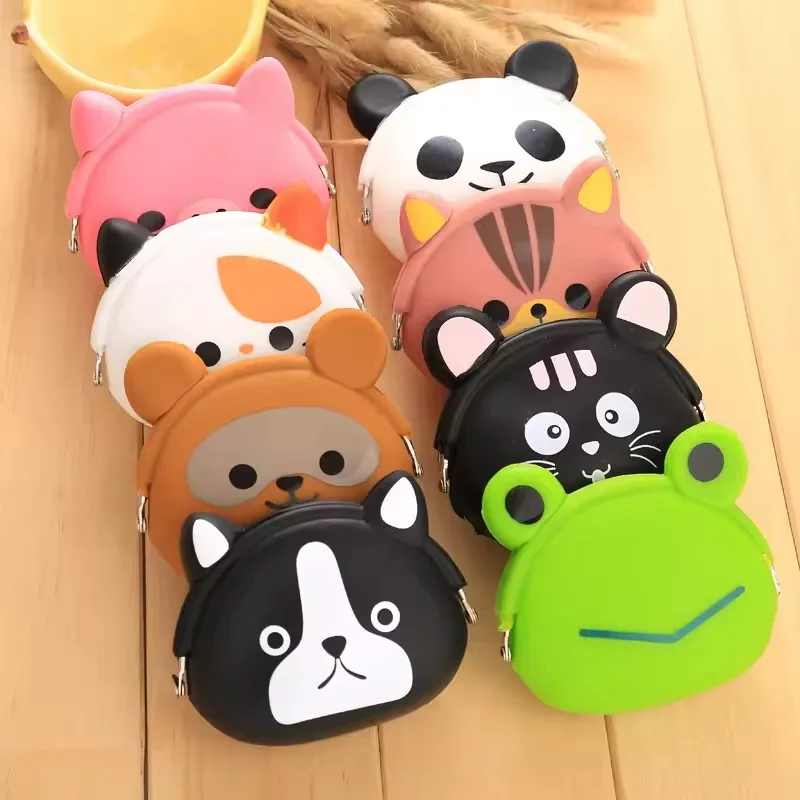 Cartoon Animal Mini Coin Purse for Kids Cute Silicone Wallet with Clip Leak-Proof Mini Pouch for Allowance & Treasures