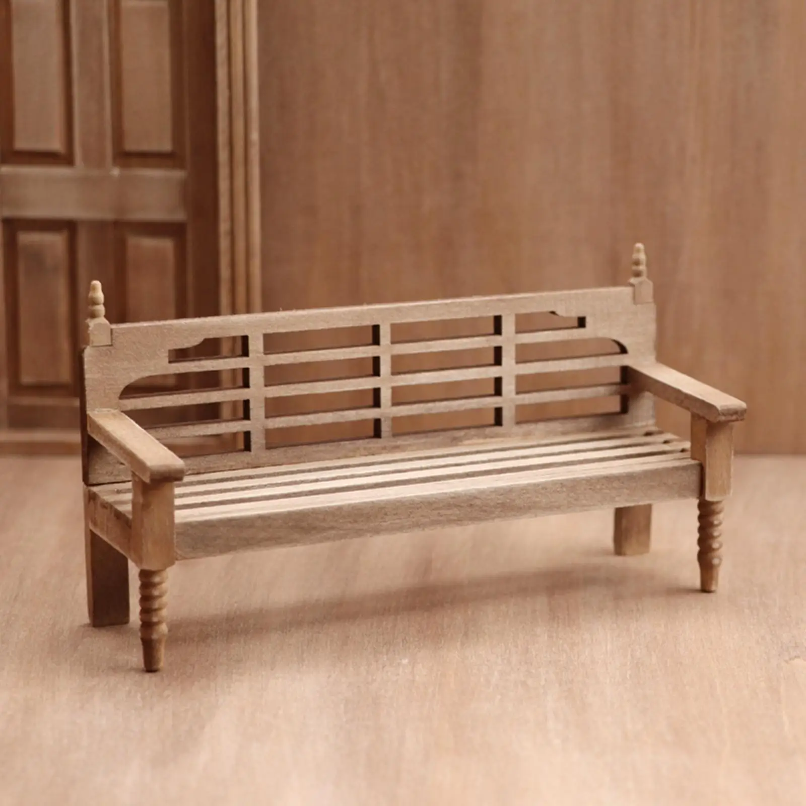 木製　ドール用のベンチ アンティークの木製ミニチュアベンチ家具モデル1/12ドールハウスdiyの