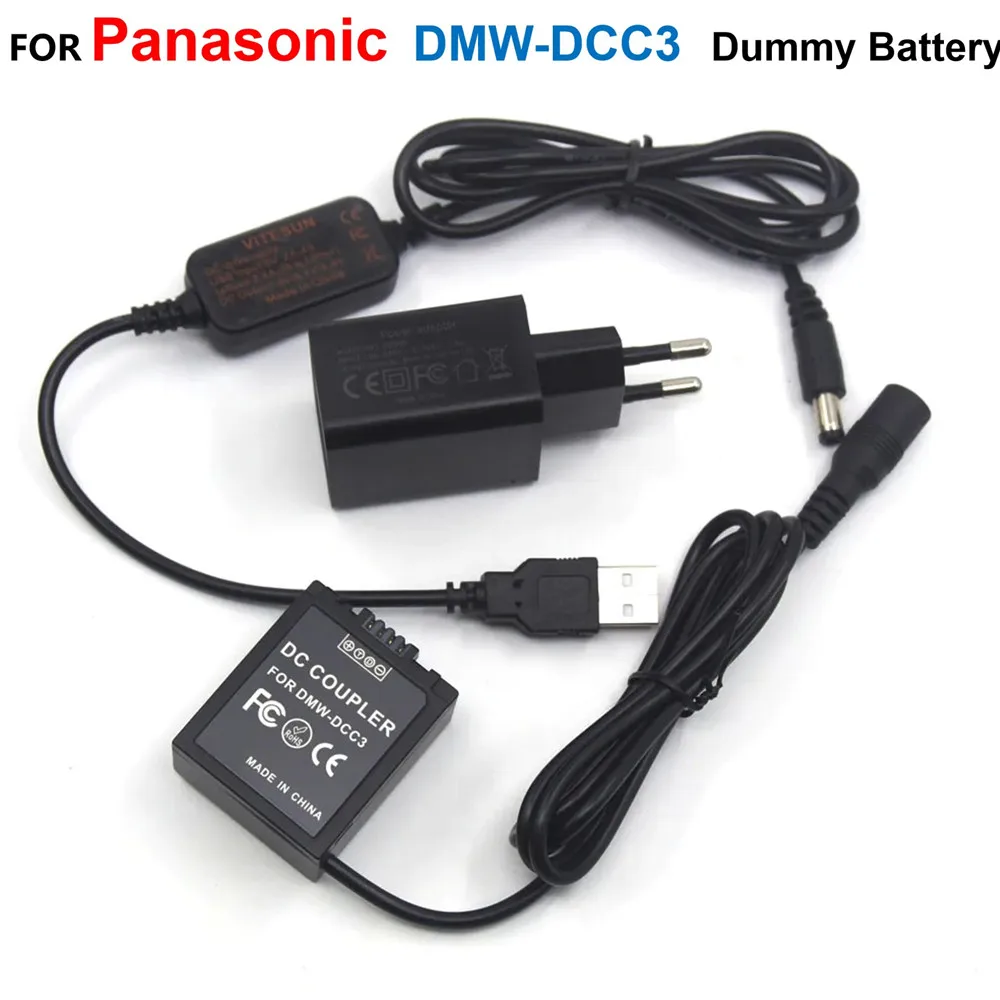 Dmw-Dcc3 Dc Accoppiatore Dmw-Blb13 Batteria Fittizia + Cavo Usb Power Bank + Caricabatterie Rapido Per Panasonic Lumix Dmc-G1 Gh1 Gf1 G2 G10 G2K G2R