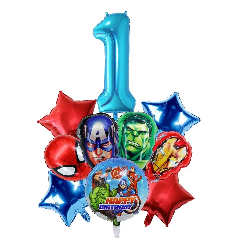 thumbnail image 1 of Juego de vajilla para decoración de fiesta de cumpleaños de Los Vengadores, mantel, vasos de papel, platos y globos de Iron Man, suministros para cumpleaños de bebé, 1 of 5