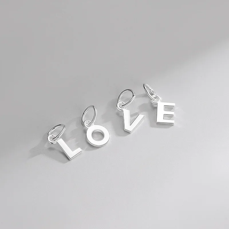TrustDavis Real 925 Sterling Silver 26 Letters Charm Pendant Handmade DIY Fit Necklace Fine Jewelry Accessories DH0020