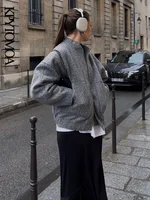 KPYTOMOA Women Fashion With Pockets Oversized Bomber Jacket Coat Vintage Long Sleeve Snap Button Female Outerwear Chic Tops - Image 4