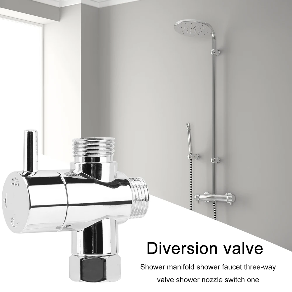 Diversion Valve Tap Anti-scratch Shower Head Diverter Valve Corrosion Resistant 3-Way Shower Arm Diverter for Fixed Spray Head 2