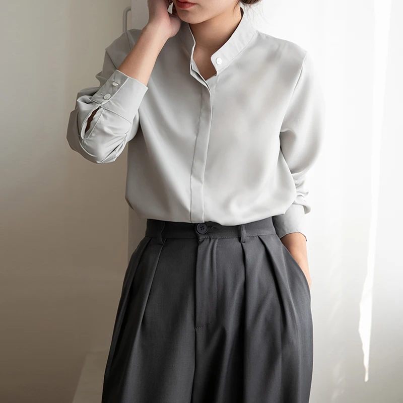 2023 High End Spring Fall Fahion Women Shirt Light Long Sleeves Soft Office Lady Blouse textured terry cloth jacquard short sleeves shirt and sweat shorts set light coffee