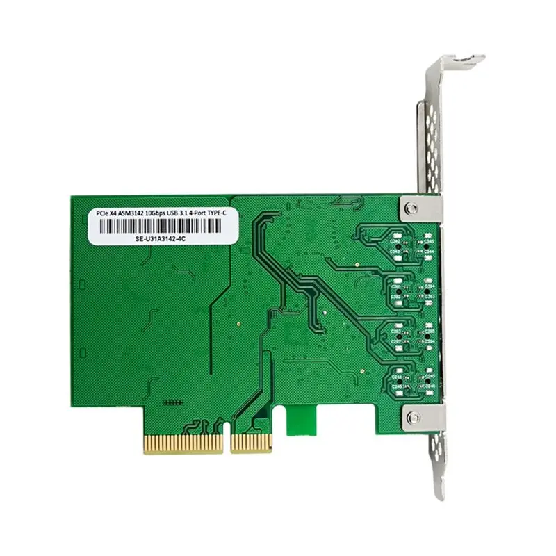 Pcie X4 ASM3142 10Gbps USB3.1 4포트 Type-C 확장 카드 PCI-E-USB3.1 Type-C 어댑터 카드 USB3.1 PCIE 라이저 카드