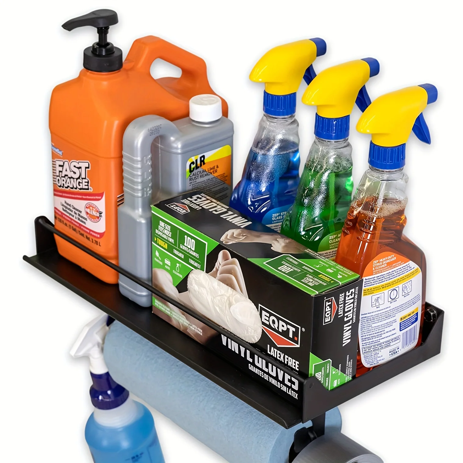Garage Paper Towel Holder Wall Mount Shelf One-Hand Tear Organization Storage Rack Holds 50 lbs